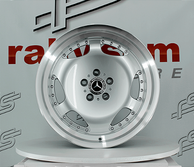 Jogo de Roda Mercedes Monobloco  Prata Brilhante Borda Diamantada 5x112 - 18x8,5 e 18x10 Offset 17 e 18 (Nv)