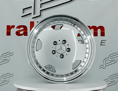 Jogo de Roda Mercedes Monobloco Prata Brilhante Borda Diamantada 5x112 - 18x8,5 e 18x9,5 Offset 32 e 35 (Nv)