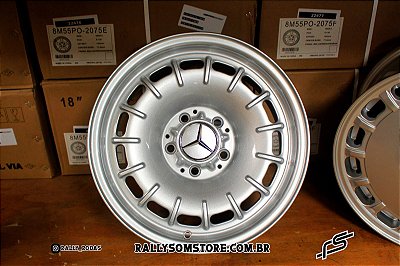 Jogo De Rodas Mercedes Barock Bundt 280D Prata Borda Diamantada 5x112 - 15