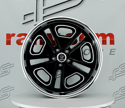 Jogo de Rodas RW Del Ray Preta Borda Polida aro 20x8 e 22x8,5 / Furação 5x114 ,3 / Off-set 0