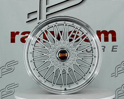 Jogo de Roda BBS  Prata  borda polida 5x112 - 19x8,5 Offset 38 (Nv)