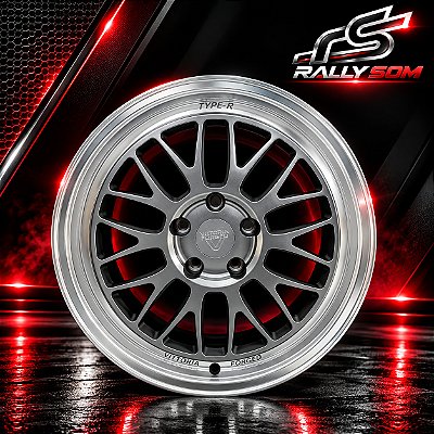 Jogo de Roda Honda Type-R Preto Borda Diamantada 5x120 - 19x9,5 Offset 60 (Nv)