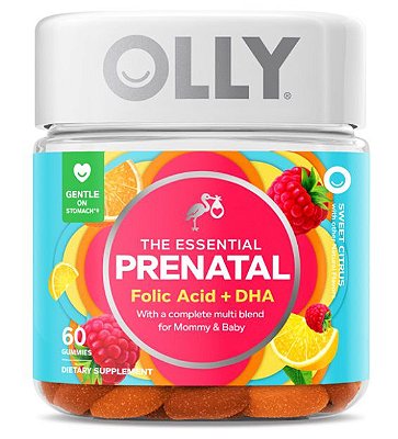 OLLY Essential Prenatal Multi Vitamin Gummies with DHA & Folic Acid, 60 ct