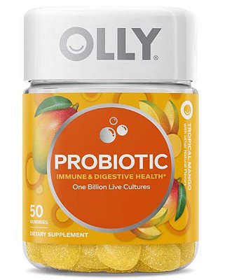 OLLY Probiotic Gummies for Digestive Health*, 1 Billion Cultures, 50 ct
