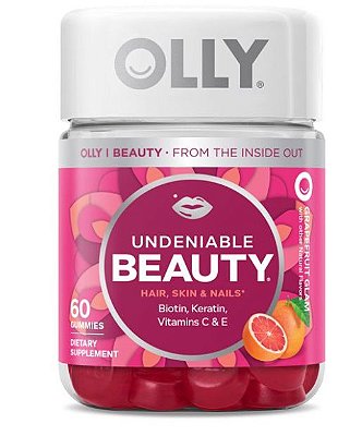 OLLY Undeniable Beauty Hair, Skin and Nails + Biotin Gummies, 60 Ct