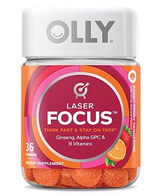 OLLY Laser Focus Gummies with Ginseng, Alpha GPC & B Vitamins, 36 ct