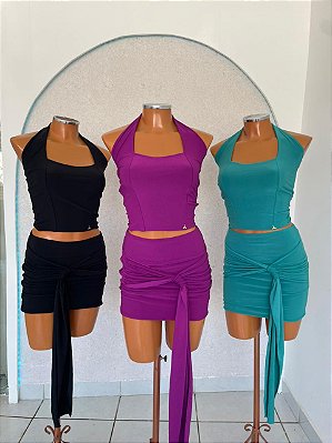 Conjunto Cropped e Saia Poliamida