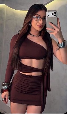 Vestido Laço Manga 3/4 em Poliamida