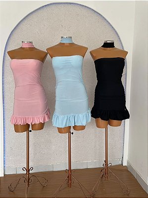 Vestido Justo Gola Choker – Poliamida com Saia Balonê
