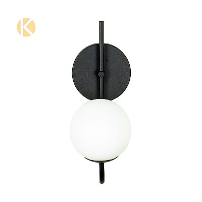 Arandela Parede Curva Globo 12 Jabuticaba Preto Fosco Bivolt