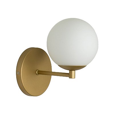 Arandela Parede Reta Globo 12 Jabuticaba Dourado Fosco