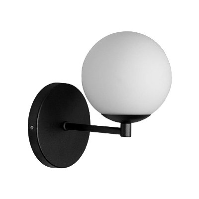 Arandela Parede Reta Globo 12 Jabuticaba Preto Fosco