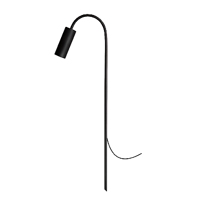 Luminária Balizador Curvo Espeto Jardim Piso Preto Fosco