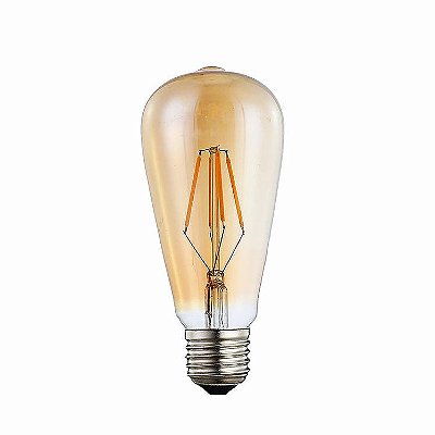 Lâmpada Filamento Led Decorativa Retrô Vintage Âmbar ST64