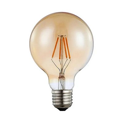 Lâmpada Filamento Led Decorativa Retrô Vintage Âmbar G125