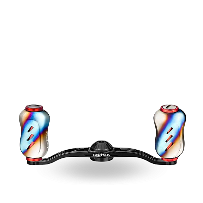 MANIVELA GOMEXUS 100MM ALUMINUM CARRETILHA TITANIUM KNOB - 7X4MM - FLAME & RED DISCONT