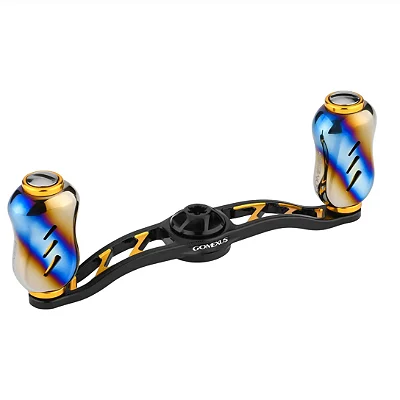 GOMEXUS ALUMINUM HANDLE BAITCAST REEL TITANIUM KNOB BDHT22 - FLAME GOLD BI-COLOR - 8X5MM - 100MM DISCONT