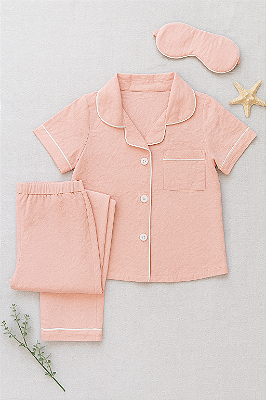 Pijama Infantil Manga Curta Rosa