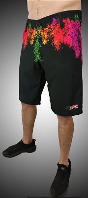 Bermuda Phantom Elastano Colorful Abstract Preto.