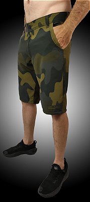 Bermuda Phantom Elastano Camuflada Cores Marrom,Verde,Roxo e Laranja.