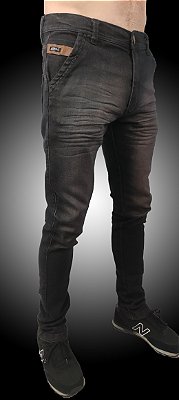 Calça Slim Fit Triple Stitching Jeans Destroyer Black Stone.