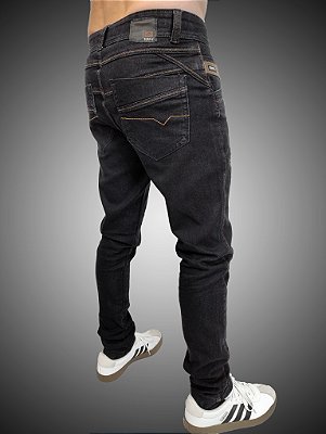 Calça Slim Fit Triple Stitching Jeans Destroyer Black Stone.