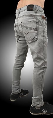 Calça Slim Fit Triple Stitching Jeans Destroyer Gray Stone.