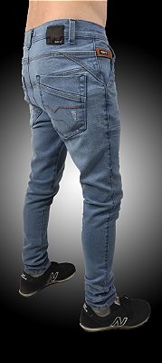Calça Slim Fit Triple Stitching Jeans Destroyer Blue Stone.