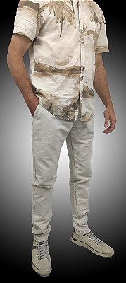Calça Masculina Linho Alfaiataria Areia.