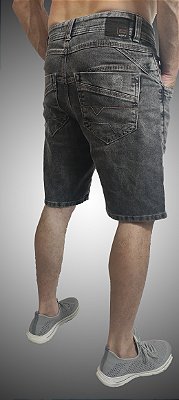 Bermuda Masculina Jeans Triple Stitching Preto Estonado SURF-X.