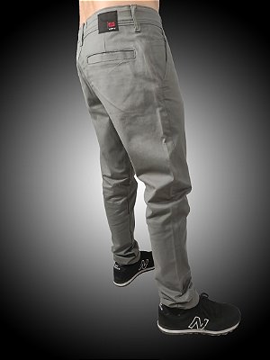 Calça Masculina Alfaiataria Slim Fit Sarja SURF-X Cinza.