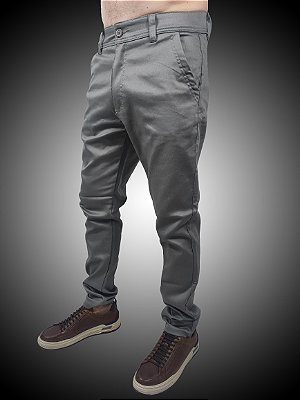 Calça Masculina Alfaiataria Slim Fit Sarja SURF-X Cinza.