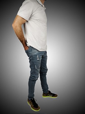 Calça Masculina Skinny Jeans Claro Rasgado SURF-X.