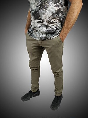 Calça Masculina Skinny Alfaiataria Caqui Sarja SURF-X.