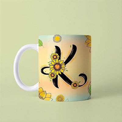 Caneca em cerâmica 325 ml - Artes Letras Girassol - K ate T
