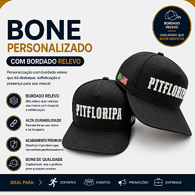 Boné Bordado Relevo Frontal - valor a partir de 50 unidades