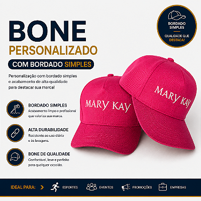 Boné Bordado Simples Frontal + Laterais - valor a partir de 50 unidades