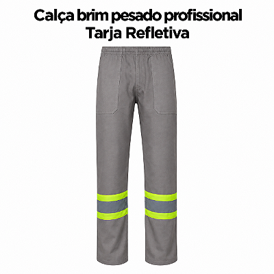 Calça Brim Pesado Profissional - Tarja Refletiva