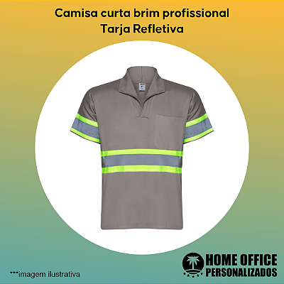 Camisa Curta Brim Pesado Profissional - Tarja Refletiva