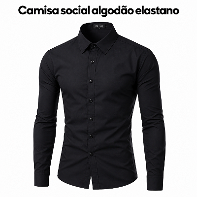 Camisa social algodão com elastano