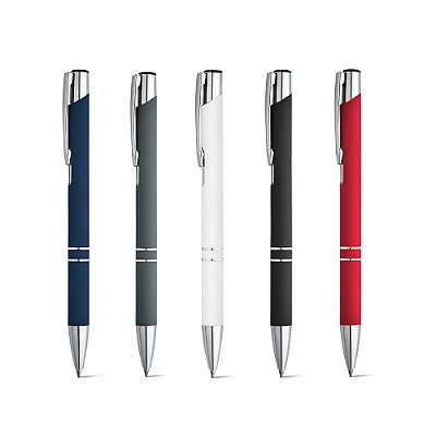 Caneta Esferográfica em alumínio com acabamento emborrachado COD 81141