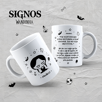 Caneca em cerâmica 325 ml - Artes Signos Wandinha