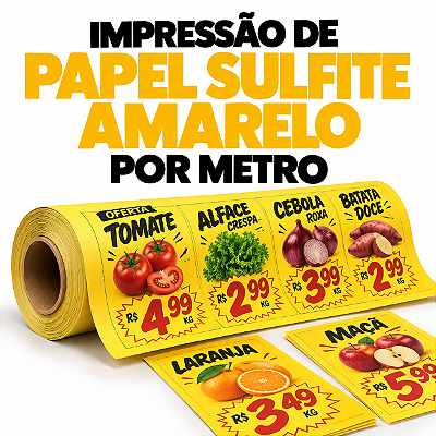 Serviço de Impressão de Papel sulfite amarelo por metro - 60 cm x 100 cm