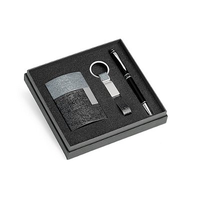 Kit porta cartões, chaveiro e caneta - Personalizado