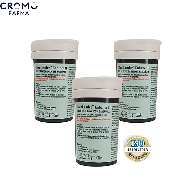 3 Frascos de Tiras Reagentes GlucoLeader c/ 50 Unidades