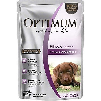 Ração Úmida Optimum Sachê Cão Filhote Sabor Frango Até 18 meses - 100 g