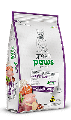 Ração Green Paws Ambientes Internos Sabor Salmão e Frango Para Cães Adultos Raças Pequenas e Minis - Super Premium