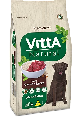 Premier Vitta Natural Cão Adulto Sabor Carne e Arroz
