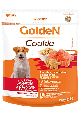 Biscoito Golden Cookie Cão Adulto Porte Pequeno Sabor Salmão e Quinoa