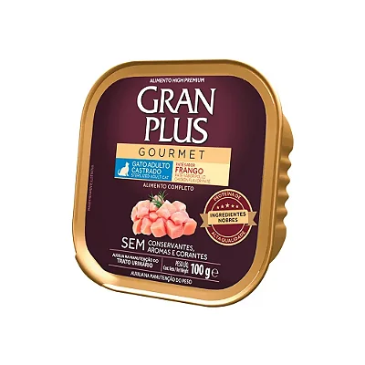 Ração Úmida Granplus Gourmet Patê Gato Castrado Adulto Sabor Frango 100 gr